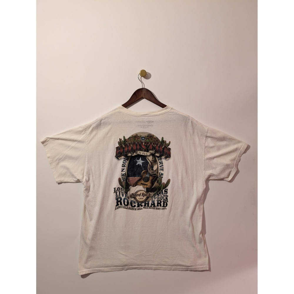 Hard Rock Cafe Houston T-Shirt Mens XL White Graphic Tee Texas Souvenir